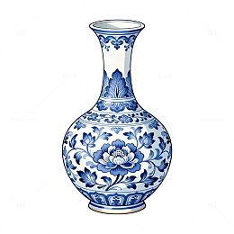 青花瓷花瓶图案素材