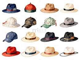 多样风格帽子插画设计素材