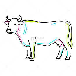 简约线条牛插图设计素材