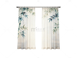 淡雅竹叶窗帘装饰