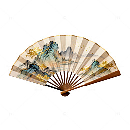 水墨山水画折扇装饰设计元素