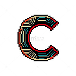 像素艺术字母C设计素材