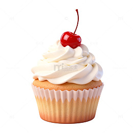 奶油樱桃杯子蛋糕甜点