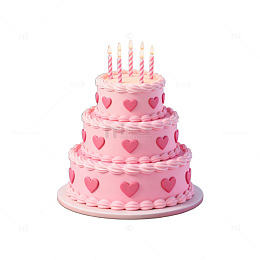 粉色三层蛋糕生日庆祝