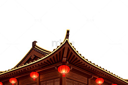 古典建筑红灯笼插画