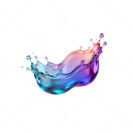 色彩斑斓水花飞溅艺术插画