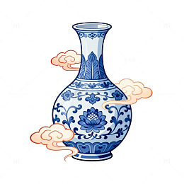 青花瓷祥云图案中国风元素