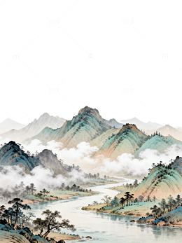 水墨山水中国画风景画