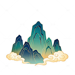 国潮山水画云彩装饰元素