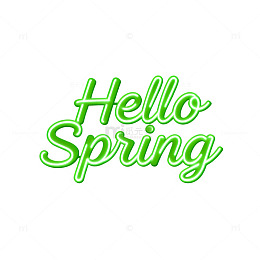 霓虹绿春天问候艺术字设计素材