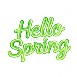 绿色霓虹春天问候艺术字