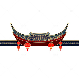 传统中式屋檐灯笼图案