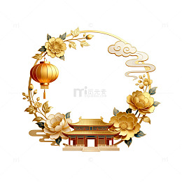 金色传统花纹边框设计元素
