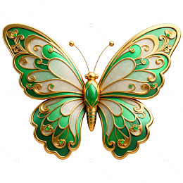 华丽绿金蝴蝶装饰图案