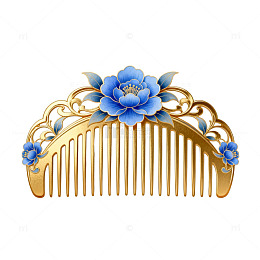 金色花朵梳子