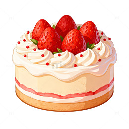 草莓奶油蛋糕插画