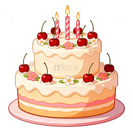 卡通风格生日蛋糕设计元素
