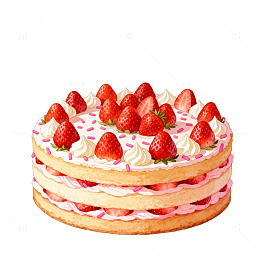 草莓奶油多层蛋糕插画