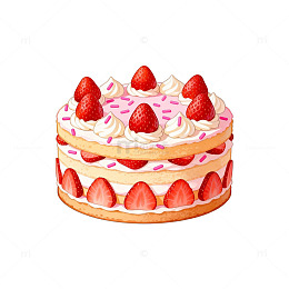 草莓奶油蛋糕插画设计素材