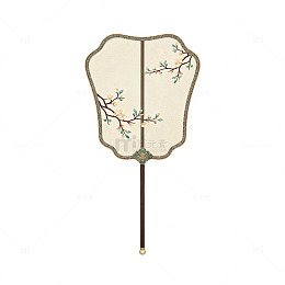 古风团扇花卉图案设计元素