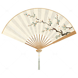 古风折扇梅花图案装饰元素