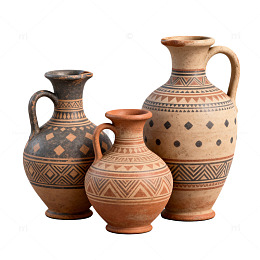 古代陶罐装饰品陈列