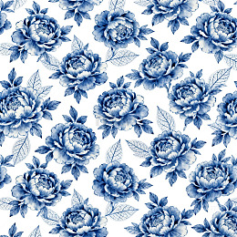 蓝调花卉图案壁纸设计素材