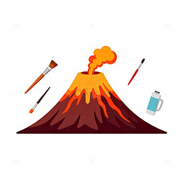 火山喷发科学插画设计素材