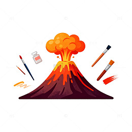火山喷发艺术插画
