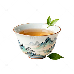 山水茶杯中国风情艺术图