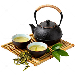 茶韵雅趣黑色铁壶茶具组合