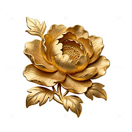 金色牡丹花纹样装饰图案