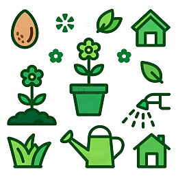 卡通风园艺元素设计素材