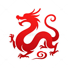 中国红龙纹艺术矢量图案