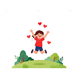 卡通风格快乐小孩插画