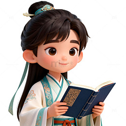古风少女读书插画