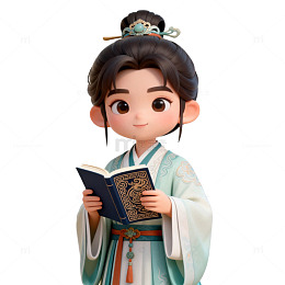 古风读书少女卡通形象设计