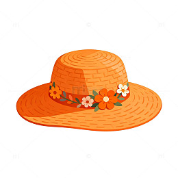 夏日草帽花卉装饰插画