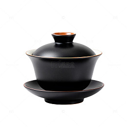 黑瓷盖碗茶杯茶具素材