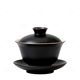 黑色陶瓷盖碗茶具