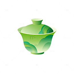 绿色盖碗陶瓷餐具设计元素