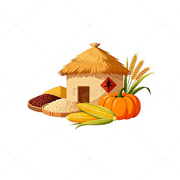 田园风丰收季节插画素材