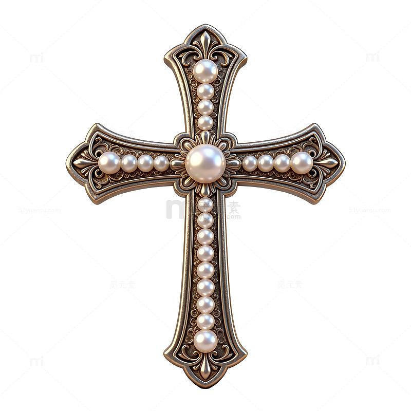 复古十字架珍珠装饰饰品