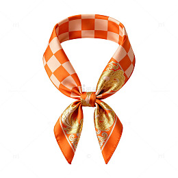 时尚橘色格子丝巾装饰素材