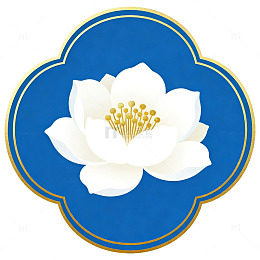 蓝色花卉图案装饰设计元素