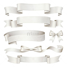 白色丝带蝴蝶结装饰元素设计素材