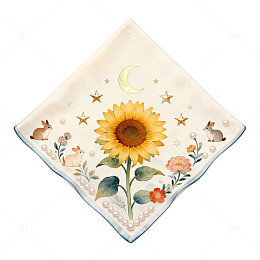 田园风向日葵兔兔手帕设计