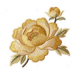 刺绣风格金色花朵图案装饰素材