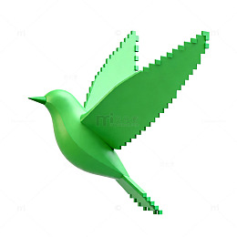 像素风绿色小鸟造型设计素材