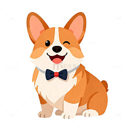 卡通柯基犬插画